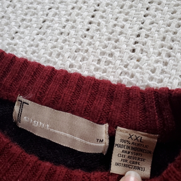 VTG 90's Y2K EIGHT Sweater Men's XXL Maroon Black Long Sleeve Ribbed Knit - Picture 4 of 7